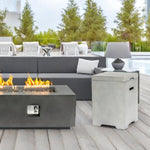 ZUN Outdoor Tank Table for Gas Fire Pits, Hides Propane Tank Cover, Concrete Light Gray, Side Handles W3016P233623