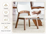 2 walnut colored solid wood dining chairs, with white PU soft packaging on the backrest and seat W1512P508904