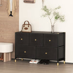 ZUN Drawer Dresser cabinet ,all Dresser with 5 PU Leather Front Drawers, Storage Tower with Fabric Bins, W679123933