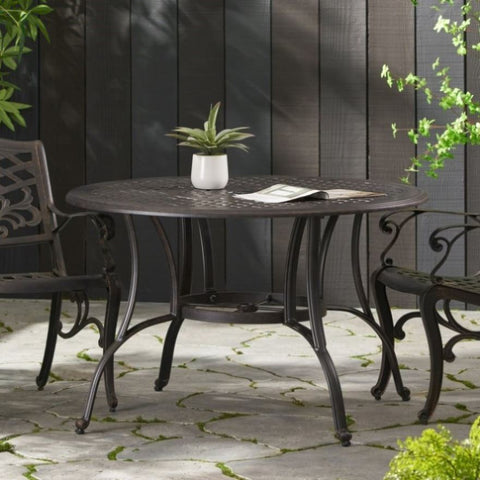 ZUN Outdoor Cast Aluminum Circular Dining Table, Bronze 59159.00