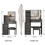 37" Middle Size Left Bedside Cabinet Vanity Table Cushioned Stool, Extra Large Right sliding W3258P293198