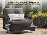 3-Piece Patio Furniture Set, Wicker Outdoor Bistro Set Swivel Glider Patio Chairs x 2 with Cushions, T3623P505190