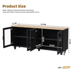 ZUN ON-TREND Farmhouse TV Stand with Tempered Glass Doors for TVs Up to 70", Versatile Sideboard with N721P206052B