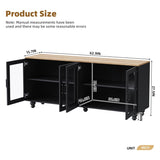 ZUN Farmhouse TV Stand with Tempered Glass Doors for TVs Up to 70", Versatile Sideboard with Adjustable 78698891