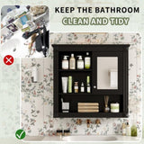 32'' Bathroom Wall Cabinet with Mirror, Wall Mounted Medicine Cabinet with 4 Shelves, Mirrored Door N710P254922B