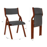 ZUN Upholstered folding Dining chair, space saving, easy to carry, Dining Room, 2-Pack-Grey+Cherry 44000480