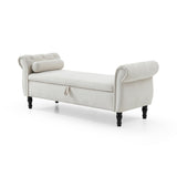 Aijia 63" Velvet Multifunctional Storage Rectangular Sofa Stool Buttons Tufted Nailhead Trimmed W111749320