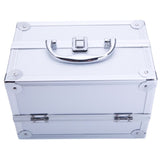 ZUN SM-2176 Aluminum Makeup Train Case Jewelry Box Cosmetic Organizer with Mirror 9"x6"x6" Silver 05418459