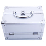 ZUN SM-2176 Aluminum Makeup Train Case Jewelry Box Cosmetic Organizer with Mirror 9"x6"x6" Silver 05418459