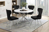 ZUN Ultra Modern Dining Furniture Set of 2 Side Chairs Black Velvet Upholstery Chrome Finish Metal Legs B011P285774