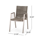 ZUN Outdoor Modern Aluminum Dining Chair with Rope Seat , Silver and Taupe 64679.00SIL