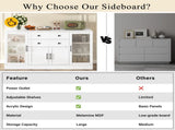 U-Style 58.3" Modern Buffet Sideboard with 4 Doors & 2 Drawers, Adjustable Shelves, Power Outlet, N711P437648K