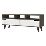 New Haven 2-Drawer 3-Shelf TV Stand Dark Walnut and White B06280718