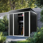 ZUN 6 x 4 FT Outdoor Storage Shed, Metal Garden Storage House with Slanted Roof & Double Sliding Doors 72279813