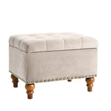 Square velvet upholstered Ottoman with storage space, hidden support hinge with easy to open top, W2941P242273
