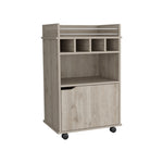 ZUN DEPOT E-SHOP Sims 35" H Bar Cart with Two Shelves four Wine Cubbies and One Cabinet,Light Pine B097P167415