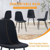 ZUN Luxury Simple Chair - Set of 4 BLACK Linen-Cotton Material High Resilience Dining Chair with Metal W1151P262623