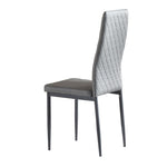 ZUN White modern minimalist dining chair fireproof leather sprayed metal pipe diamond grid pattern W2181P167969