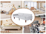 Modern Cotton Fabric Futon Sofa with Tufted Backrest, Adjustable Reclining Couch with Wood & Metal 56033481