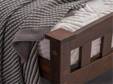 Cap, curved head and footboard, vertical decorative strips, painted surface, pine wood, brown, Twin 81185658