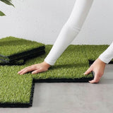 ZUN Artificial Realistic Grass Tiles, Grass Interlocking Synthetic Thick Turf Flooring,8Pcs 12"Lx12"W 75634213