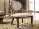 Set of 2 Padded Beige Fabric Dining Chairs in Rustic Oak Finish B016P156826