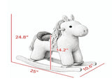 Wooden Ride-On Rocking Horse with Realistic Sound & Rocking Limiter, Plush Baby Rocker for Toddlers 36705733