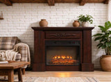 32" Electric Fireplace with Mantel, 1400W Freestanding Heater with LED Log Flame, Remote Control & 44214538