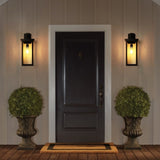 Set of 2 Modern Outdoor Wall Lanterns with Black Metal Frame and Clear Glass, Ambient light W1340P206650