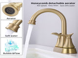 2-Handle 4-Inch Brushed Gold Bathroom Faucet, Bathroom Vanity Sink Faucets with Pop-up Drain and 74919420