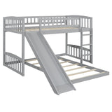 Twin Over Twin Bunk Bed with Slide and Ladder, Gray 44777113
