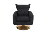 Classic Mid-Century 360-degree Swivel Accent Chair, Black Linen W1361104584