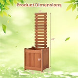 2-in-1 Wooden Raised Garden Bed with Trellis - Solid Wood , 16"x16"x48" Size 12098598