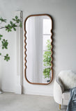 31.4x1.4x74" Oversized Wooden Floor Mirror with Unique Brown Frame W2078P201297