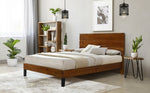 ZUN Mid-Century Modern Solid Wood Bed Frame King Size Platform Bed with Three-Piece Headboard Design, No WF531004AAD