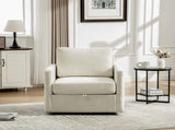 29.5''W Upholstered 360&deg Swivel Armchair with Hidden Storage, Comfy Diamond-Shape Tufted Armrests W3118P419157