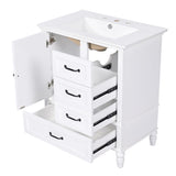 ZUN 30" Bathroom Vanity with Sink, Bathroom Cabinet with A Door, Three Drawers, Solid Wood Legs & MDF N725P195409K