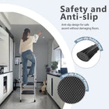 White four-step ladder, light folding four-step stool, wide anti-skid pedal and safety handle, W2717P239467