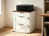 () Barn Door 3-Drawer P2 Particleboard Melamine-Faced Wooden Filing Cabinet 10192026