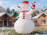 20FT Tall Christmas Inflatable Snowman Holding Gift Box and Candy Cane, 3 LED Lights & 1 Rotating 87840495