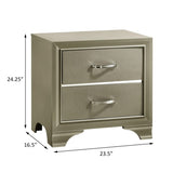 ZUN Champagne Nightstand with 2 Drawers B062P145621