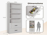4 layers with 2 USB 2 plugs and sockets 2 drawers Triamine board 60*23.5*180cm display cabinet white 48028373