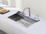 Pull-out Faucet Single Bowl Sink Kitchen Vegetable Sink 304 30"x18" Whale Waterfall Sink Stainless 69820367