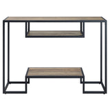 Rustic Oak and Black Console Table with 2 Shelves B062P185673