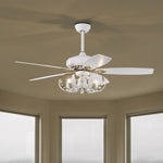 ZUN 52" Crystal Ceiling Fan with 5 Reversible Blades Light Kit and Remote Control, 3-Speed - Matte White W1592P152577