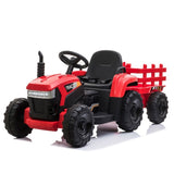 ZUN 12V Kids Ride On Tractor with Trailer, Battery Powered Electric Car w/ Music, USB, Music, LED W2181P146468