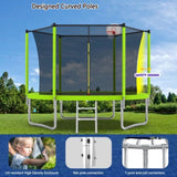 ZUN 10FT Trampoline for Kids, Basketball Hoop and Ladder, Outdoor Kids Trampoline with Safety K1163P147346