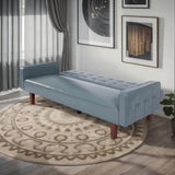 ZUN Grey Convertible Double Folding Living Room Sofa Bed, PU Leather, Tufted Buttons,Removable Wooden 63596474