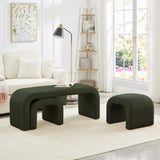 Set of 3 U-Shaped Modern Bench Teddy Ottoman Bench for Entryway, Bedroom End of Bed, Set of 3 Small W2186P282495