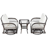 3-piece Outdoor Chair&Table Set 2-person Rattan Seating Group with Two Swivel Chairs and a Square N719P234190D